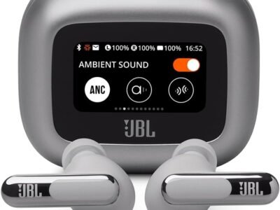 JBL, Fone de Ouvido Bluetooth, Live Beam 3, Intra Auricular, Sem Fio, Com Tela de 1.45", Cancelamento de Ruído, Resistente À Água e Poeira - Prata