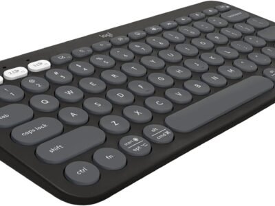 Teclado sem fio Logitech Pebble Keys 2 K380s com Conexão Bluetooth Easy-Switch e Pilha Inclusa - Compatível com PC, Mac, Chrome OS, Android, iOS e Apple TV, Layout US - Grafite