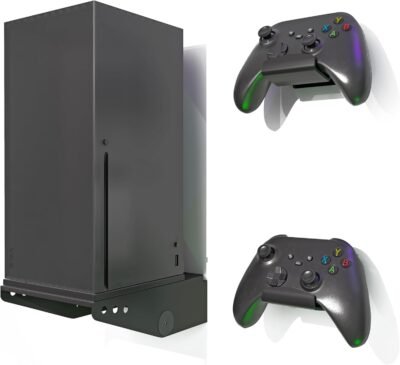 ADZ Suporte de parede Series X para console Xbox Series X, suporte de parede multifuncional inclui base de metal forte e suportes de controle Xbox