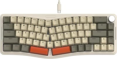 ATTACK SHARK AKS068 Teclado mecânico para jogos com fio 65% Alice Layout Hot-swapped Gaxeta, retroiluminação RGB VIA Botão programável NKRO TKL AS Interruptor vermelho linear pré-lubrificado(Cinza)