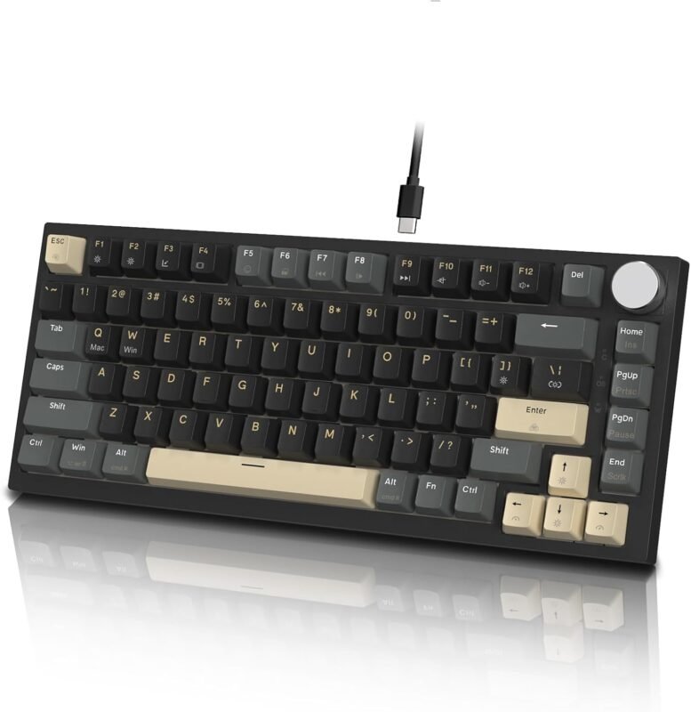 ATTACK SHARK K85 Rapid Trigger 75% RGB com fio teclado mecânico para jogos junta,troca a quente,interruptor magnético de atuação ajustável programável,botão,TKL,teclas PBT para Win Mac Gamer (Preto)