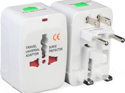 Adaptador de Tomada Universal Para Viagem Padrão Internacional Europa UK Asia EUA JP AU EU Europeu 3 Pinos Mais de 150 Países Bivolt Trava de Segurança Portátil Ajustável PREMIUM