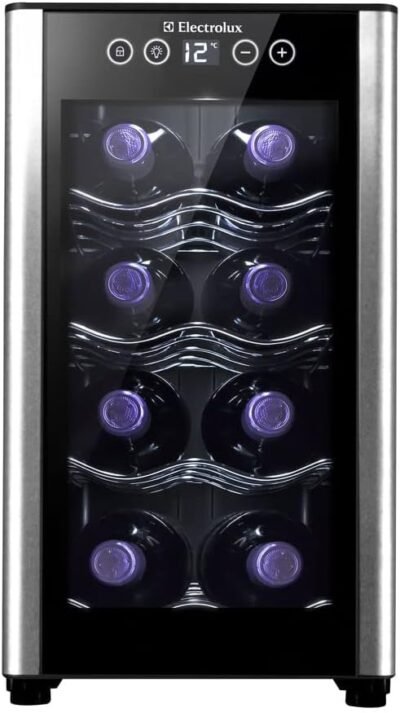 Adega ACB08 Electrolux 8 garrafas 1 Porta Preta Acabamento em Alumínio - Bivolt
