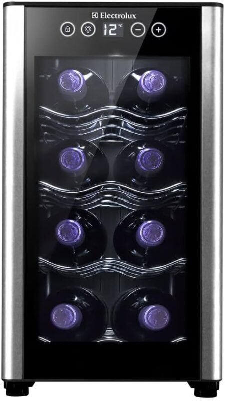 Adega ACB08 Electrolux 8 garrafas 1 Porta Preta Acabamento em Alumínio - Bivolt