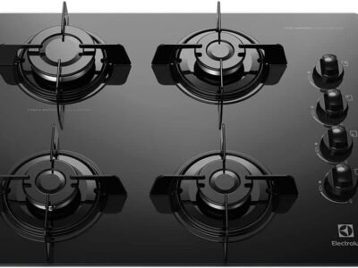 COOKTOP A GÁS KE4GP COM MESA DE VIDRO PRETA BIVOLT