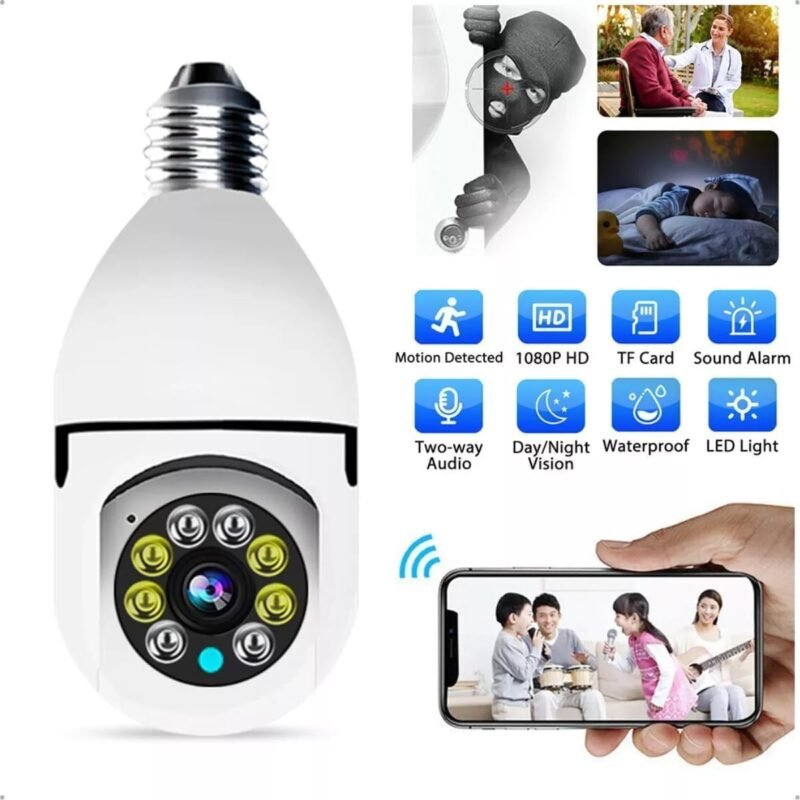 Câmera Segurança IP Lâmpada WiFi Full HD 1080p com Visão Noturna Infravermelho 1080P, Yoosee, Bivolt, Detecção de Movimento, Áudio Bidirecional, Prova D'água Giratória