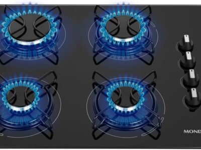 Cooktop a Gás, 4 Bocas, Mondial, Preto/Inox, Bivolt - CTG-01