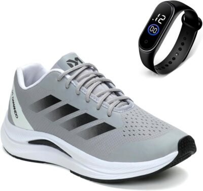 DM DAMANDO Tênis Masculino para Corrida, Academia e Caminhada Leve, Macio e Esportivo + Relógio Digital Vermelho