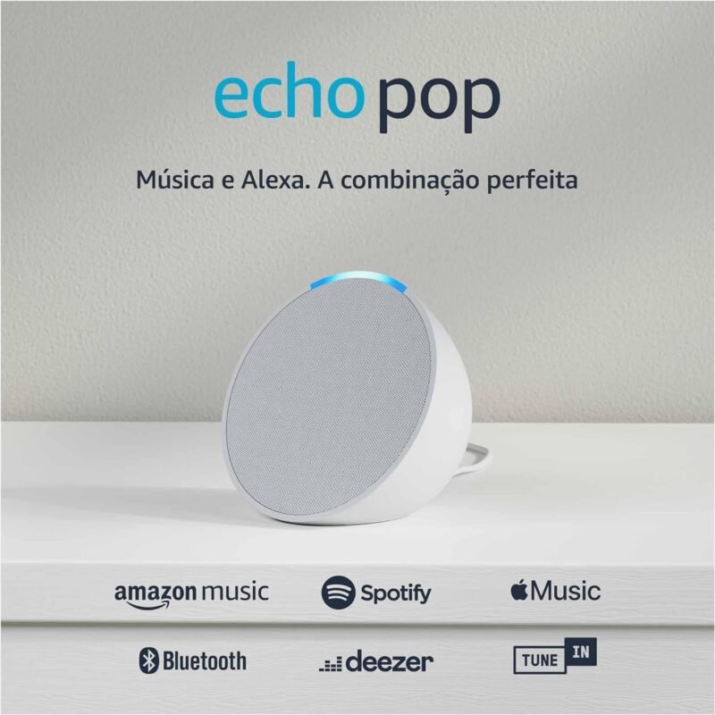 Echo Pop Alexa | Smart Speaker Wi-Fi Bluetooth | Assistente Virtual em Português, Controle de Voz, Música e Dispositivos Inteligentes