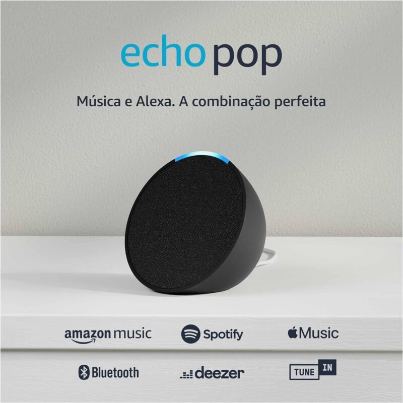 Echo Pop (Última geração) | Smart speaker compacto com som envolvente e Alexa | Cor Preta