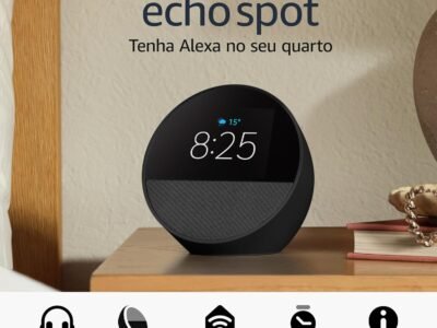 Echo Spot com Alexa (Última geração) | Despertador inteligente com som vibrante | Cor Preta
