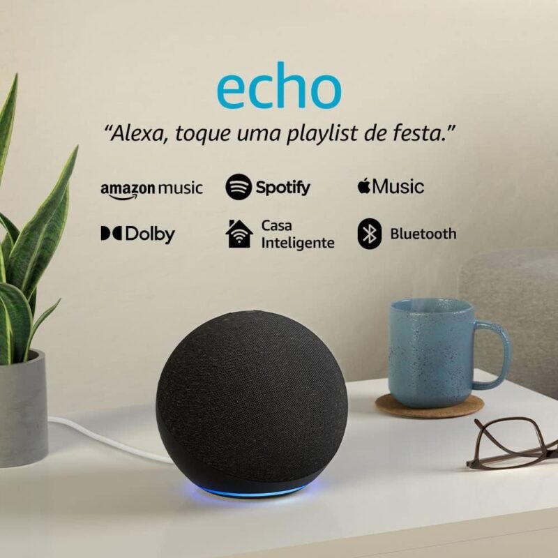 Echo com Alexa (Última geração): Com som premium e hub Zigbee de casa inteligente - Cor Preta