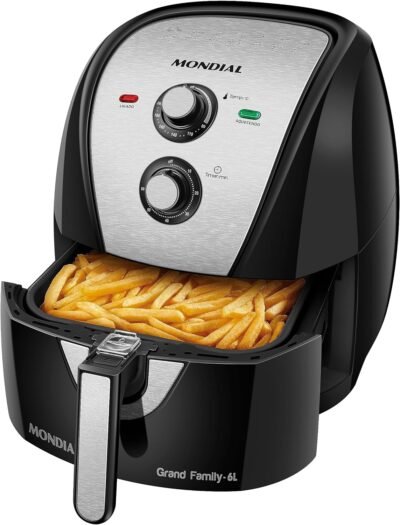 Fritadeira Sem Óleo Air Fryer 6L, Mondial, Preto/Inox, 1900W, 110V - AFN-60-BI