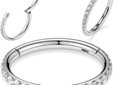 Genérico Piercing de Argola de Titânio Cravejado 6mm, 8mm, 10mm ou 12mm