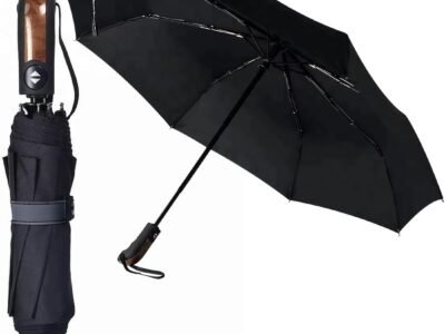 Guarda Chuva Premium Abre Automático Reforçado - Resistente Contra Vento E Impermeável Compacto Portátil Cabe Na Bolsa Fecha Inclui Estojo Proteção Grande Fácil Transportar Tecido Liso Original Perfeito Versátil Cor Preto Madeira