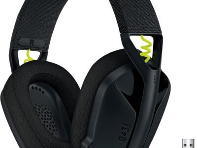 Headset Gamer Sem Fio Logitech G435 LIGHTSPEED, Conexão USB e Bluetooth, Design Leve e Confortável, Microfone Embutido, Bateria de até 18h - Compatível com Dolby Atmos, PC, PS4, PS5, Mobile – Preto