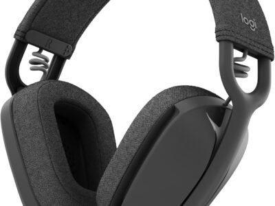 Headset Sem Fio Logitech Zone Vibe 100 Com Microfone Flip- to-Mute Com Cancelamento de Ruído, Conexão Bluetooth, Até 20h de Bateria, Design Leve e Confortável - Grafite