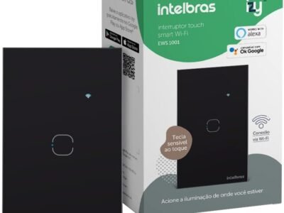 Interruptor Touch Inteligente Compatível com Alexa Com 1 Tecla Compatível com Alexa EWS 1001 Preto Intelbras