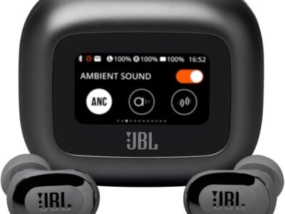 JBL, Fone de Ouvido Bluetooth, Live Buds 3, Intra Auricular, Sem Fio, Com Tela de 1.45", Cancelamento de Ruído, Resistente À Água e Poeira - Preto