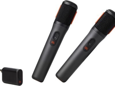 JBL Microfone sem fio PartyBox – 2 microfones digitais sem fio, bateria recarregável (20 horas - 700 mAh), voz clara, som nítido, conexão estável de 2,4 GHz, compatível com todos os alto-falantes