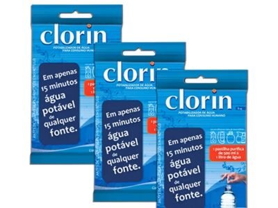 Kit Com 3 Clorin 1 com 10 pastilhas cada Purificador de Agua