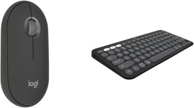 Kit Mouse Sem Fio Logitech Pebble 2 M350s Grafite + Teclado Sem fio Logitech Pebble Keys 2 K380s Grafite