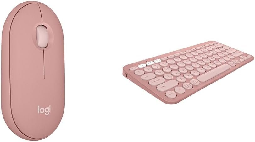 Kit Mouse Sem Fio Logitech Pebble 2 M350s Rosa + Teclado Sem fio Logitech Pebble Keys 2 K380s Rosa