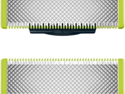 Lâminas de reposição originais Philips OneBlade, para barbeador e aparador elétrico OneBlade, aço inoxidável durável, raspar, aparar e contornar, pacote com 2, modelo QP220/51