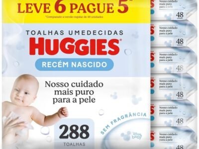 Lenço Umedecido Huggies Pure Care L6P5 - 288 Lenços, Huggies, Amarelo, Pacote de 288