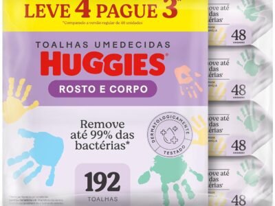 Lenços Umedecidos Huggies One & Done Leve 4 Pague 3 - 192 unidades, Huggies, Verde, pacote de 4