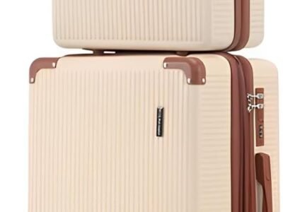 Mala de Bordo 10kg com Frasqueira Bagagem de Mão Expansivel Aprovada ANAC com 4 Rodas duplas 360° Cadeado AntiFurto TSA Mala de Viagem Alça Lateral com Divisória, Leve Resistente (Bege)