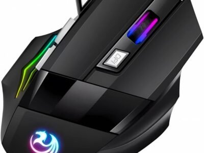 Mouse Gamer Anúbis 7 Botões 3200 DPI Ajustável LED RGB Alta Precisão e Velocidade Jogos Trabalho Estudos Cabo Reforçado Super Rápido Ergonômico Antideslizante Clique Duplo Premium - Preto