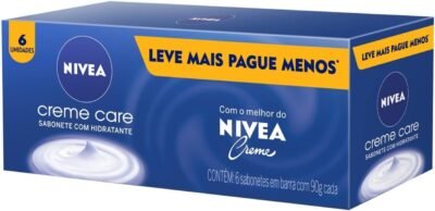 NIVEA Sabonete em Barra Creme Care Promo 6 un. 90g - Limpa e deixa a pele macia mesmo após o banho, com glicerina, fragrância NIVEA Creme e o exclusivo ingrediente Eucerit