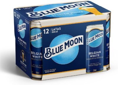Pack Cerveja Belgian White Ale Blue Moon Lata 350ML Com 12 Unidades