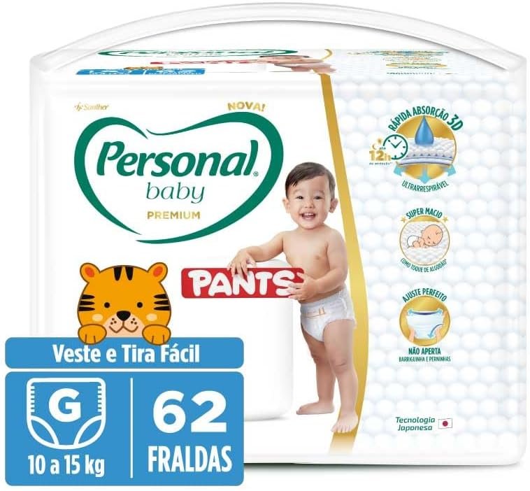 Personal Fralda Baby Premium Pants G, 62 Unidades