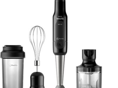 Philips Walita Preto e Inox Mixer Pro - Mix 4 em 1 - SpeedTouch com guia de velocidade - Copo para viagem - Fácil de limpar - 400W - 110V (RI2622/72)