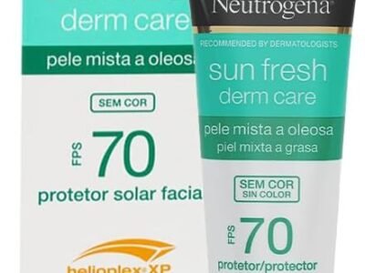 Protetor Solar Facial Para Pele Oleosa Neutrogena Sun Fresh Derm Care sem cor FPS 70, 40g
