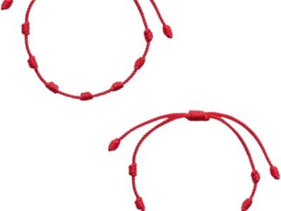 Pulseira Vermelha kit c 2 pulseiras da Sorte 7 Nós | Amuleto da Kabbalah | Proteção contra o Mau-Olhado | Prosperidade | Ajustável |Unissex