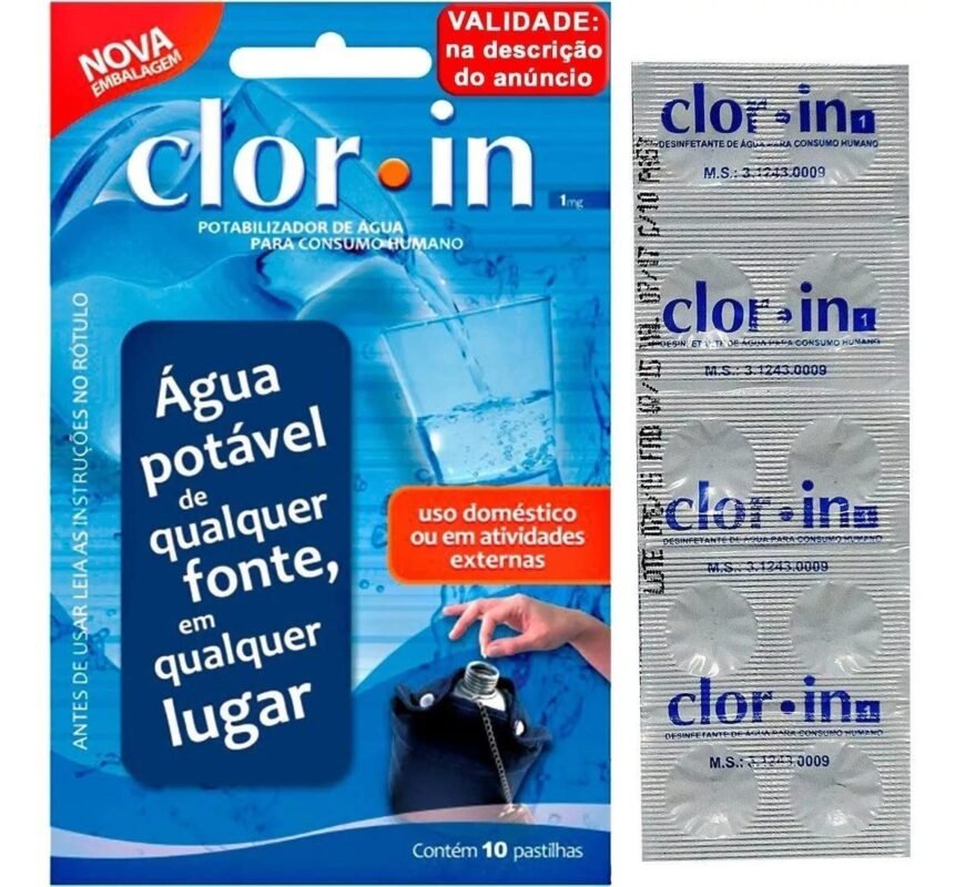 Purificador de Água Clorin 1mg Envelope com 10 pastilhas