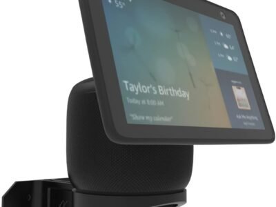 Suporte Stand Apoio de Parede Compatível com Amazon Alexa Echo Show 10 - Smart Display Home - 360 graus - Preto