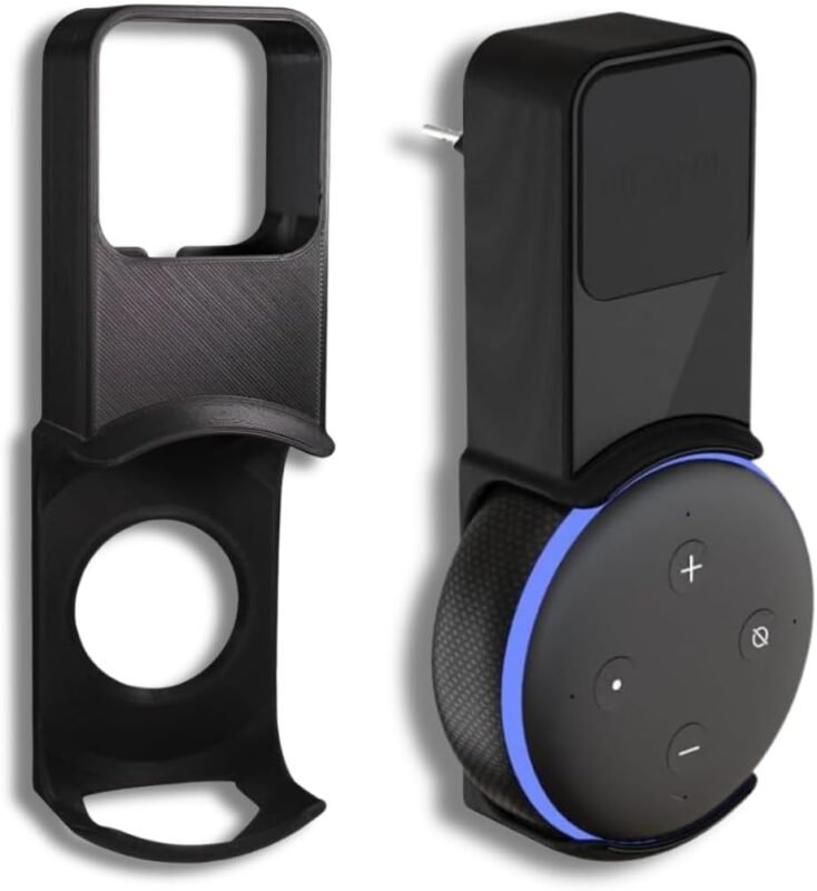 Suporte Stand de tomada parede compatível Amazon Alexa Echo Dot 3. Compacto, resistente, leve e sem fios