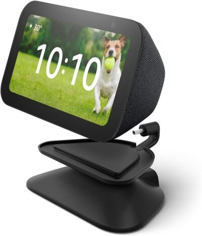 Suporte ajustável para Echo Show 5 (3ª geração) com porta de carregamento USB-C | Cor Preta